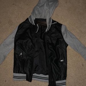 black leather jacket
